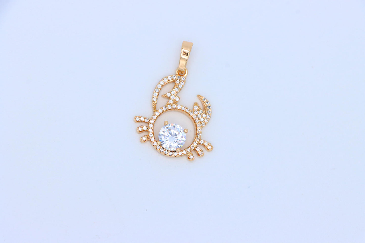 Cancer Zodiac Rose Gold Pendant with Sparkling CZ Stone Center, XPPT1542 (2143-2)