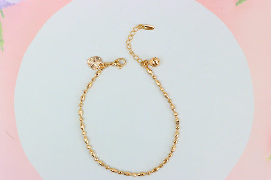 Beaded Rose Gold Anklet with Shine Charm, XPAL1166 (2117-5)