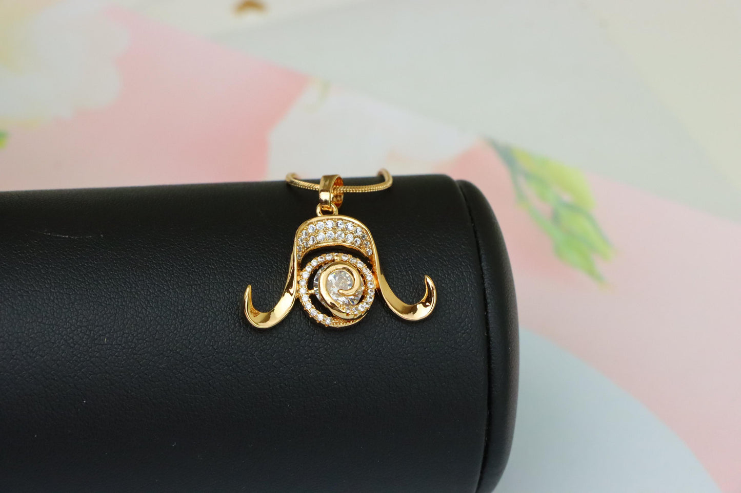 Rose Gold Taurus Zodiac Pendant with Sparkling CZ and Curved Horns, XPPT1544 (2143-2)