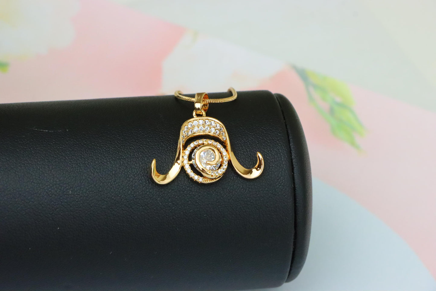 Rose Gold Taurus Zodiac Pendant with Sparkling CZ and Curved Horns, XPPT1544 (2143-2)