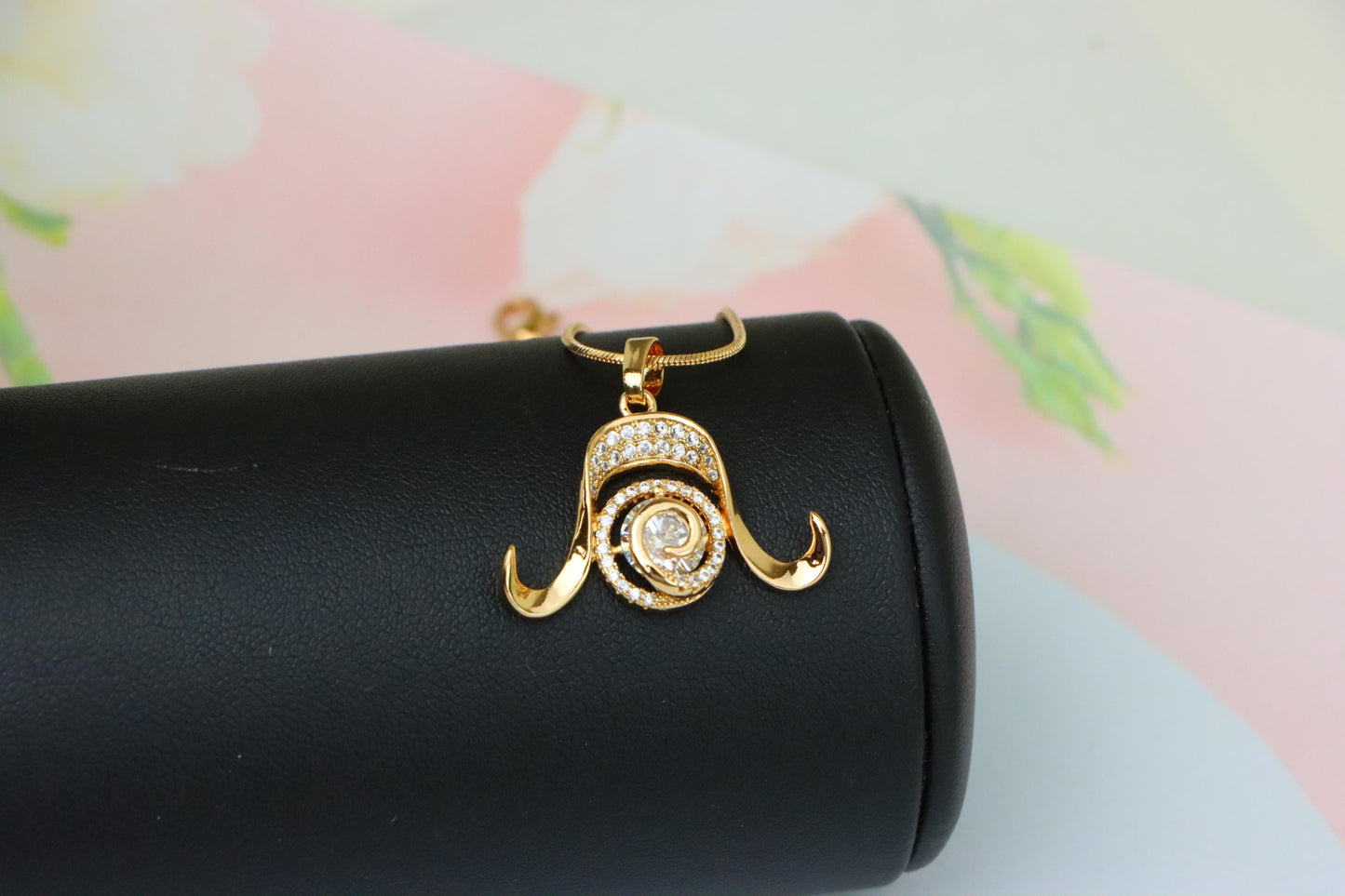 Rose Gold Taurus Zodiac Pendant with Sparkling CZ and Curved Horns, XPPT1544 (2143-2)