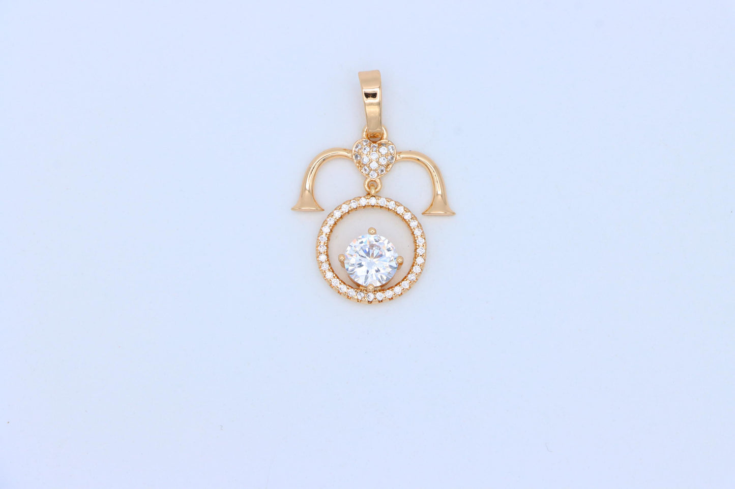 Rose Gold Aries Zodiac Pendant with Shimmering CZ and Horn Motif, XPPT1545 (2143-2)