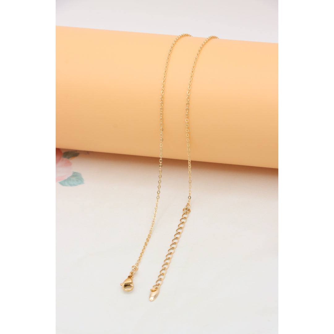 Rose Gold Round Pendant Necklace with Colorful Stone Detailing, XPNL0409 (2041-9)