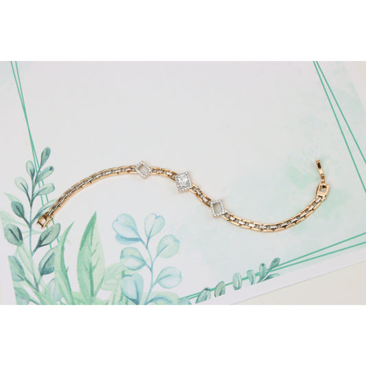 Elegant Rose Gold+Silver Geometric Stone Bracelet, XPBL0846 (2085-6)