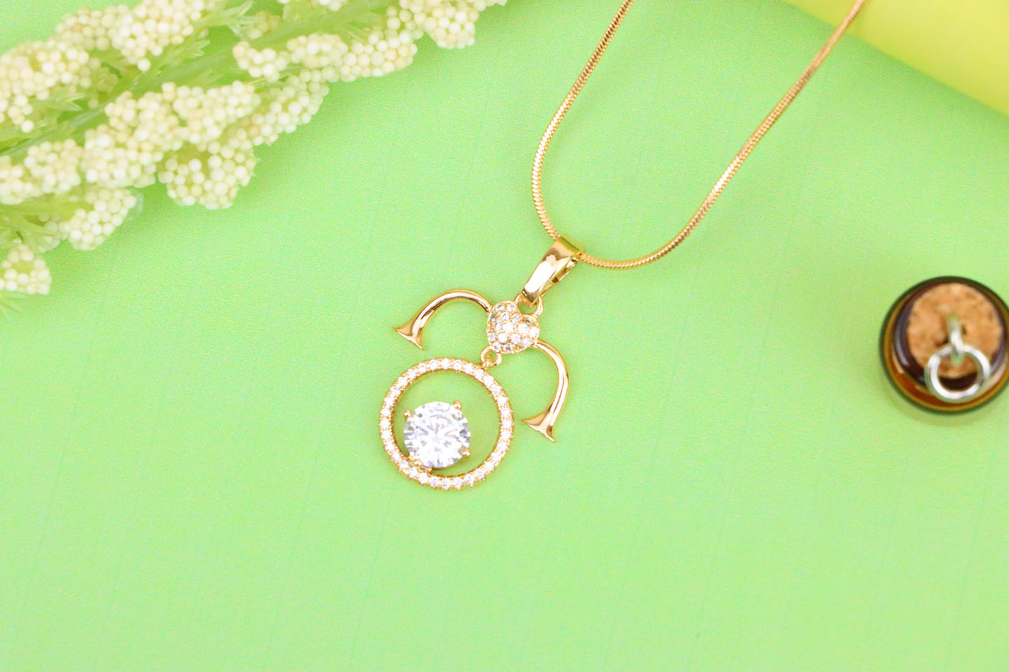 Rose Gold Aries Zodiac Pendant with Shimmering CZ and Horn Motif, XPPT1545 (2143-2)