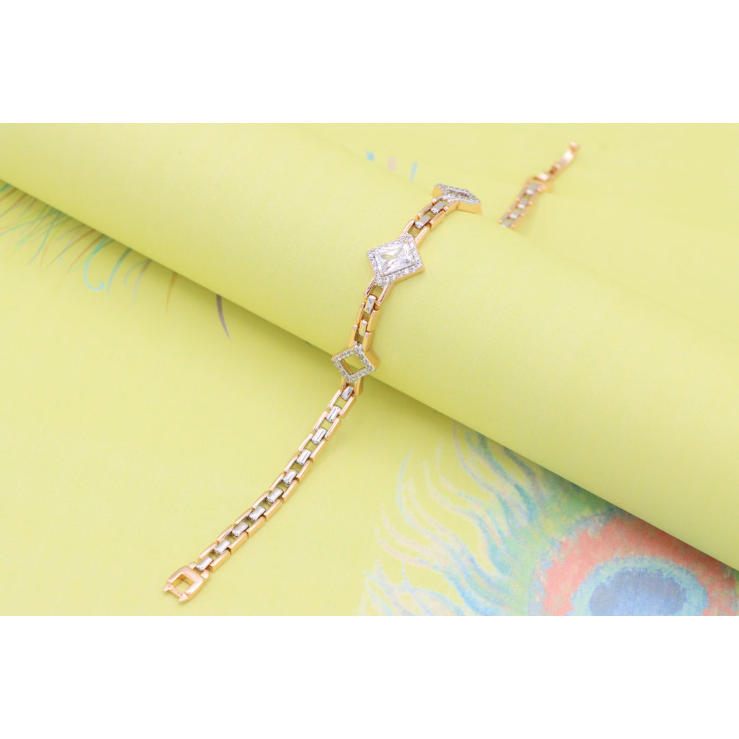 Elegant Rose Gold+Silver Geometric Stone Bracelet, XPBL0846 (2085-6)