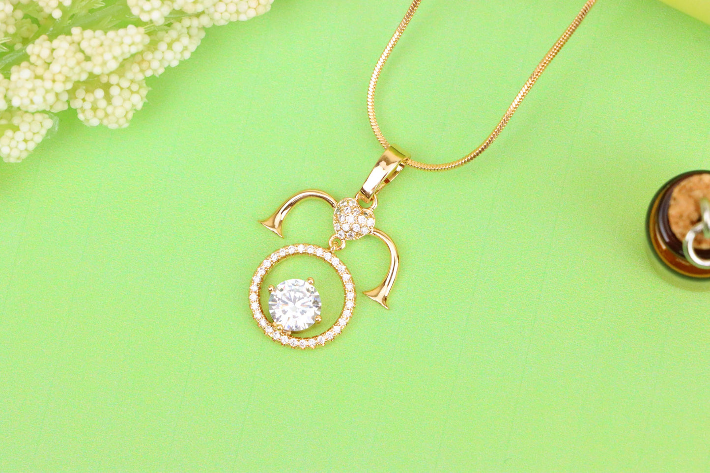 Rose Gold Aries Zodiac Pendant with Shimmering CZ and Horn Motif, XPPT1545 (2143-2)