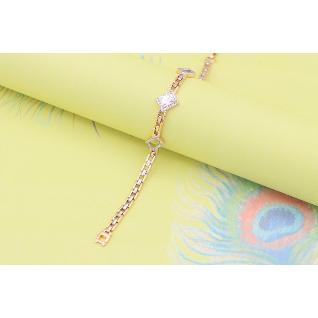 Elegant Rose Gold+Silver Geometric Stone Bracelet, XPBL0846 (2085-6)