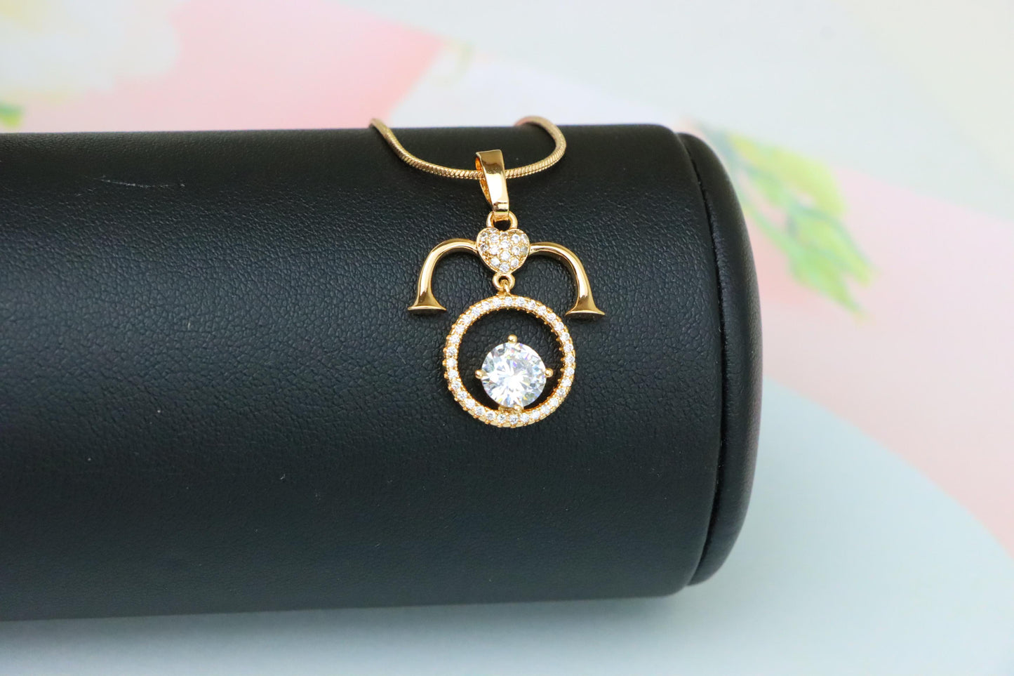Rose Gold Aries Zodiac Pendant with Shimmering CZ and Horn Motif, XPPT1545 (2143-2)