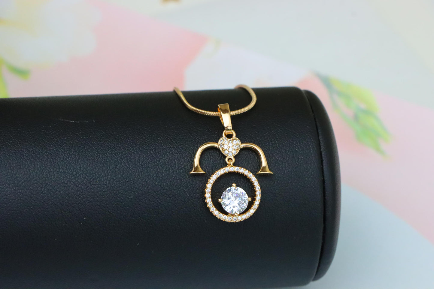 Rose Gold Aries Zodiac Pendant with Shimmering CZ and Horn Motif, XPPT1545 (2143-2)