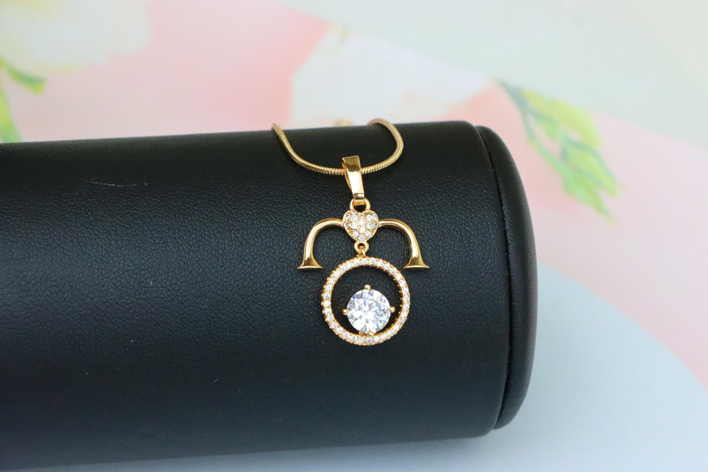 Rose Gold Aries Zodiac Pendant with Shimmering CZ and Horn Motif, XPPT1545 (2143-2)