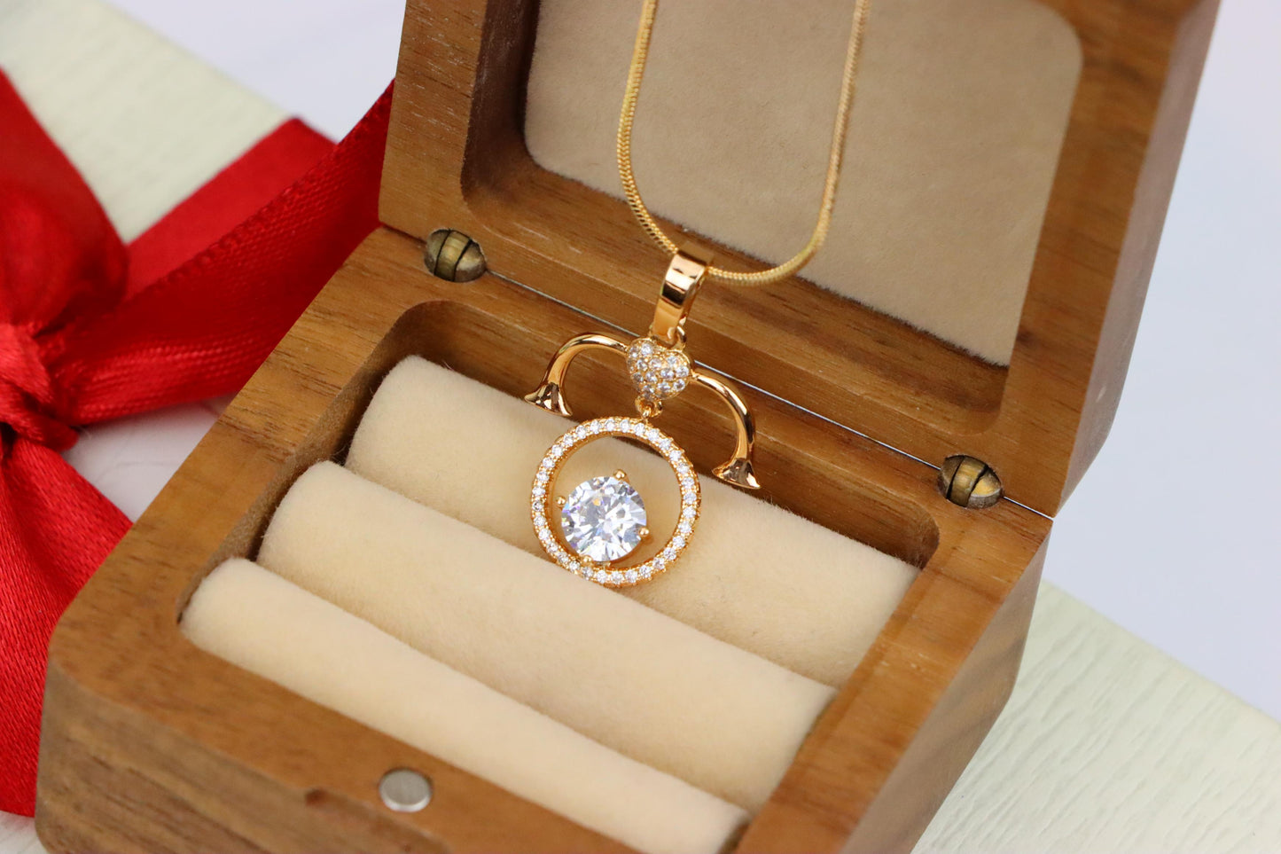 Rose Gold Aries Zodiac Pendant with Shimmering CZ and Horn Motif, XPPT1545 (2143-2)