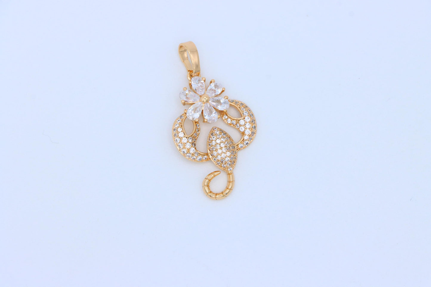 Rose Gold Scorpio Pendant with Sparkling CZ and Floral Accent, XPPT1546 (2143-2)