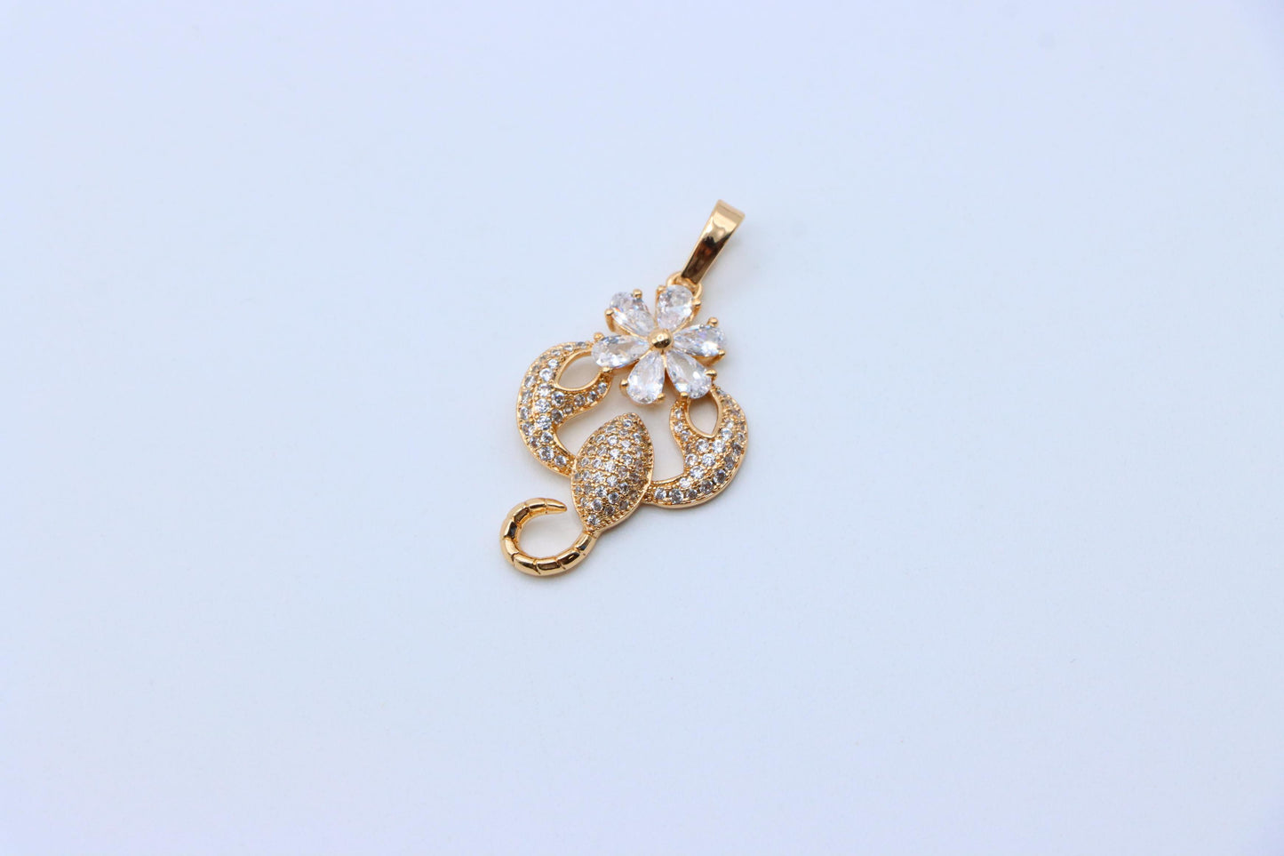 Rose Gold Scorpio Pendant with Sparkling CZ and Floral Accent, XPPT1546 (2143-2)