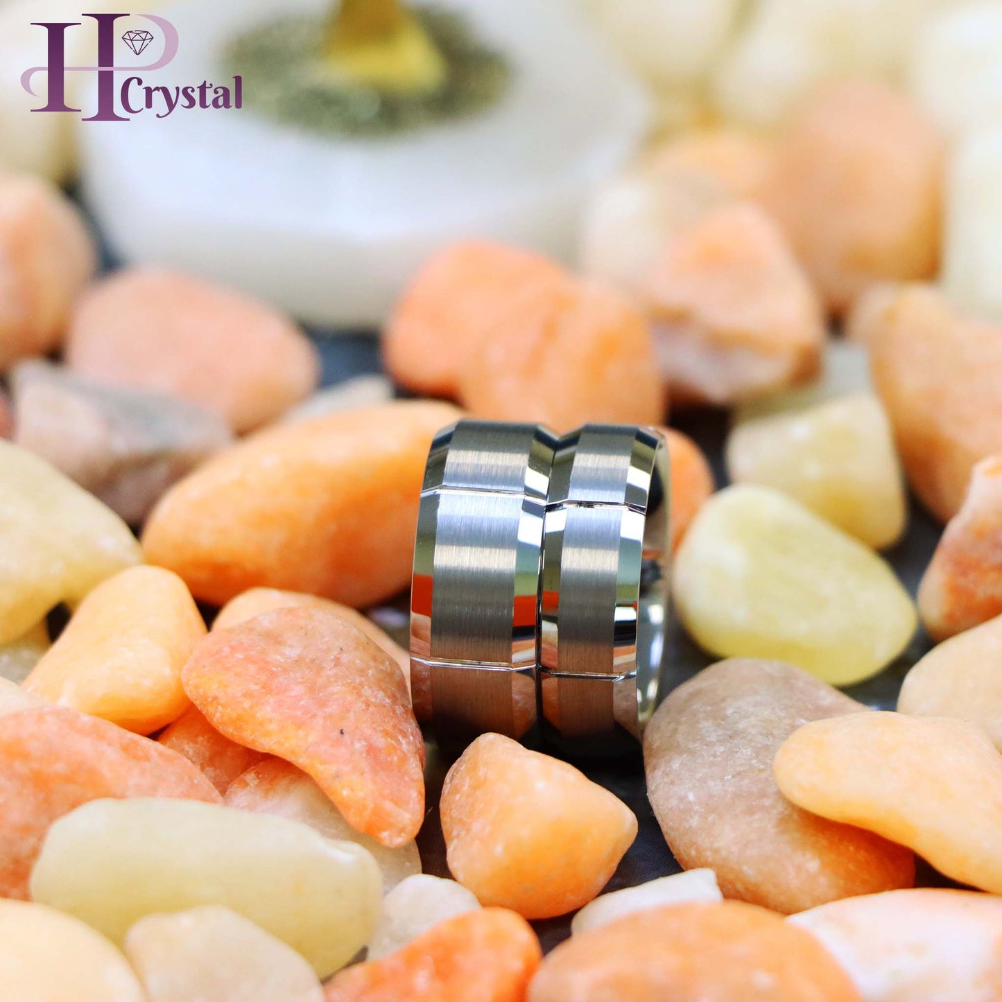 Multiple Vertical Grooves Brushed Center Tungsten Ring