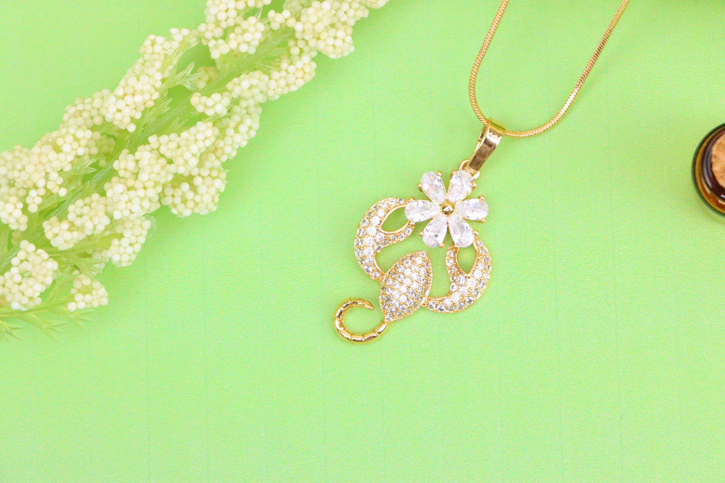 Rose Gold Scorpio Pendant with Sparkling CZ and Floral Accent, XPPT1546 (2143-2)