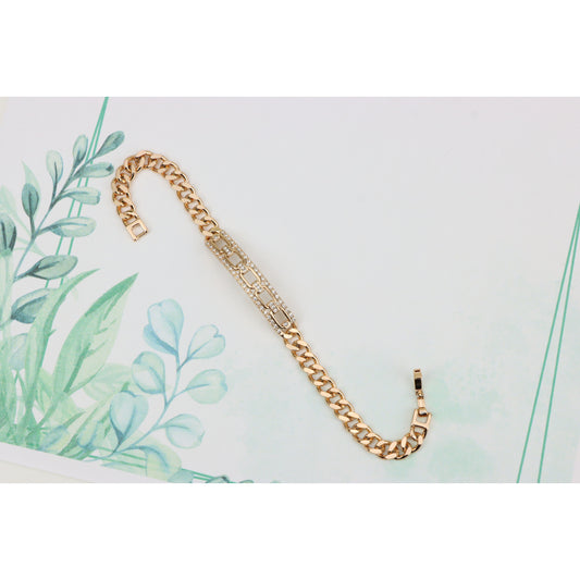 Elegant Rose Gold Bracelet with Crystal Link Detailing, XPBL0847 (2085-6)