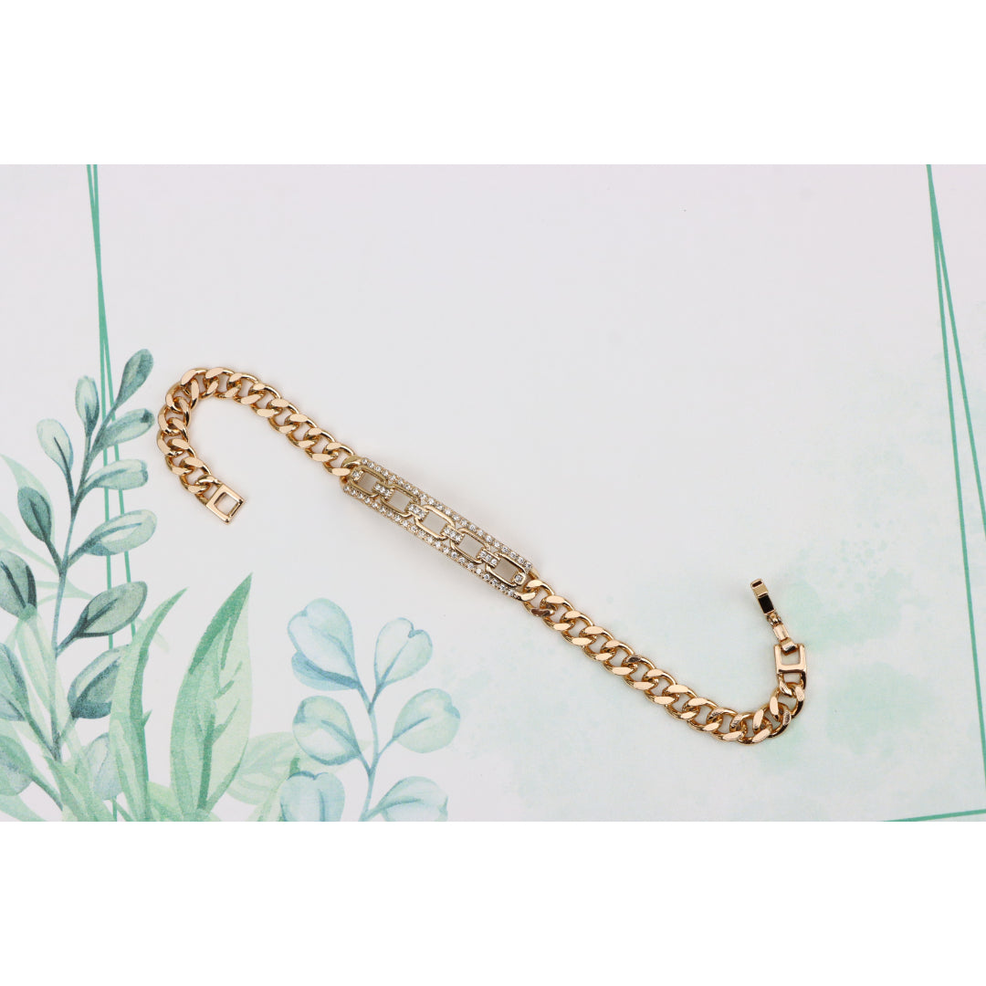 Elegant Rose Gold Bracelet with Crystal Link Detailing, XPBL0847 (2085-6)