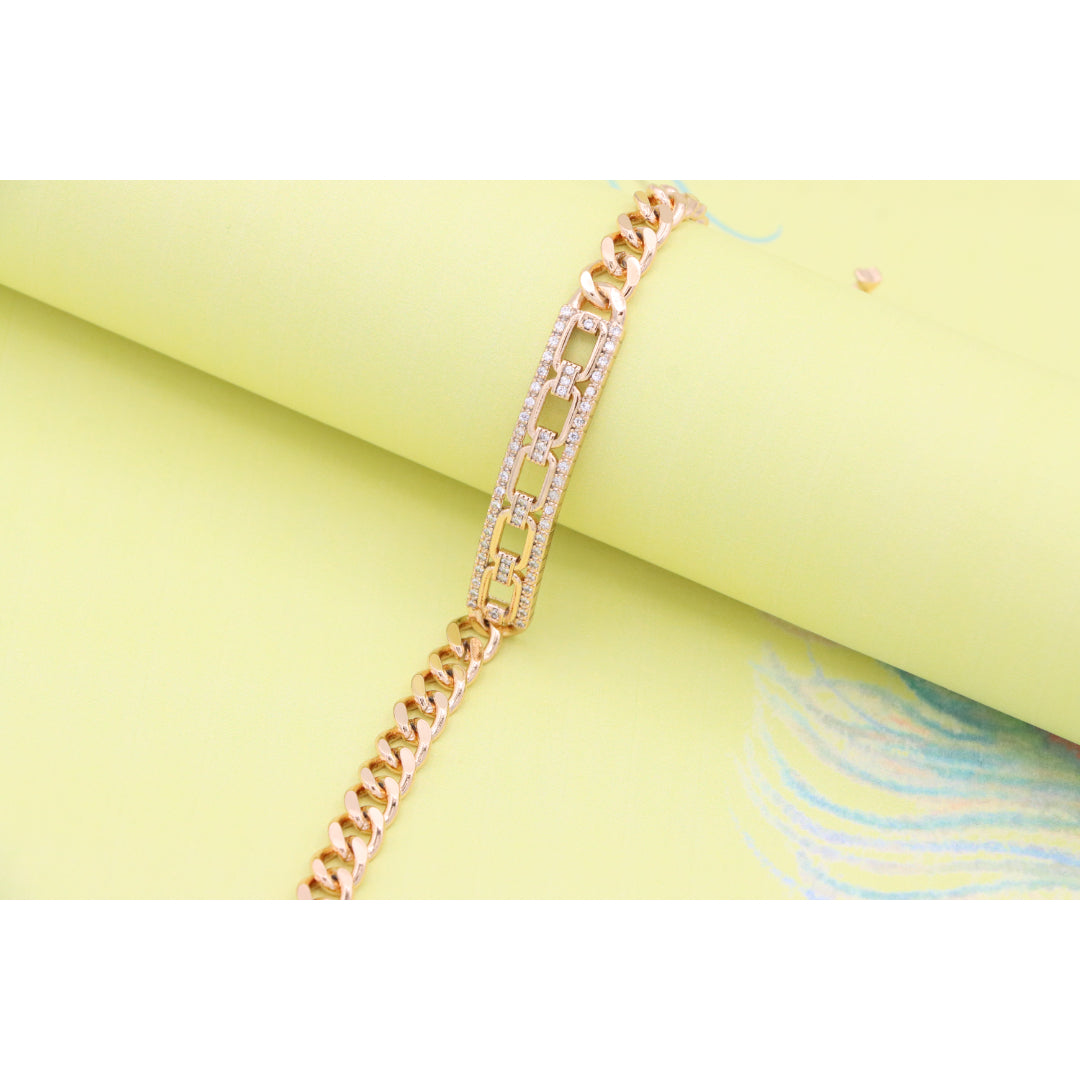 Elegant Rose Gold Bracelet with Crystal Link Detailing, XPBL0847 (2085-6)