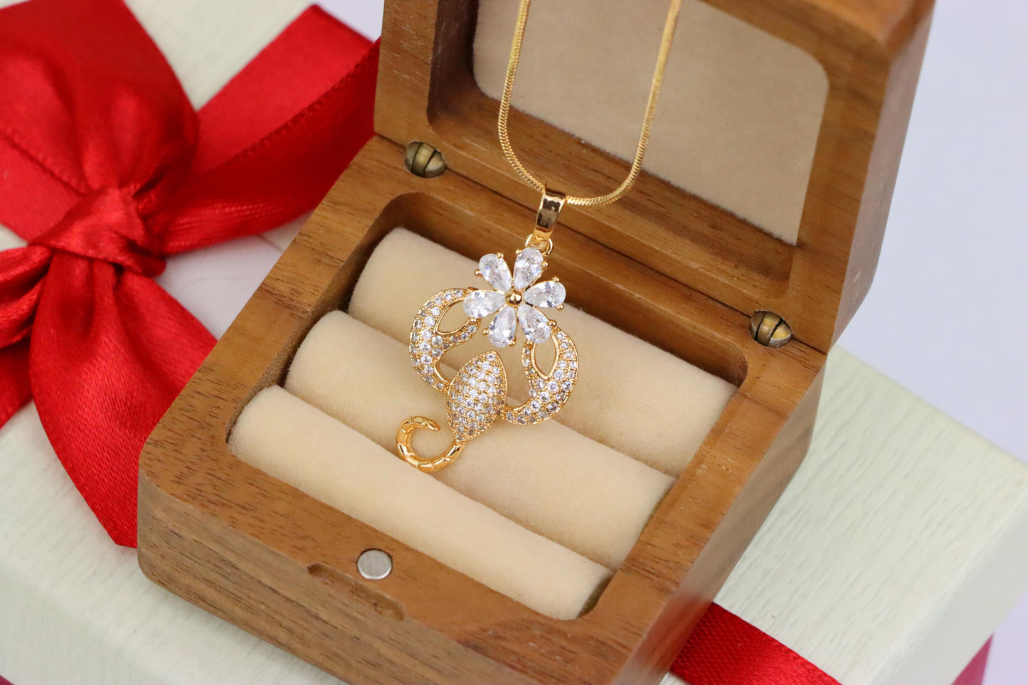 Rose Gold Scorpio Pendant with Sparkling CZ and Floral Accent, XPPT1546 (2143-2)