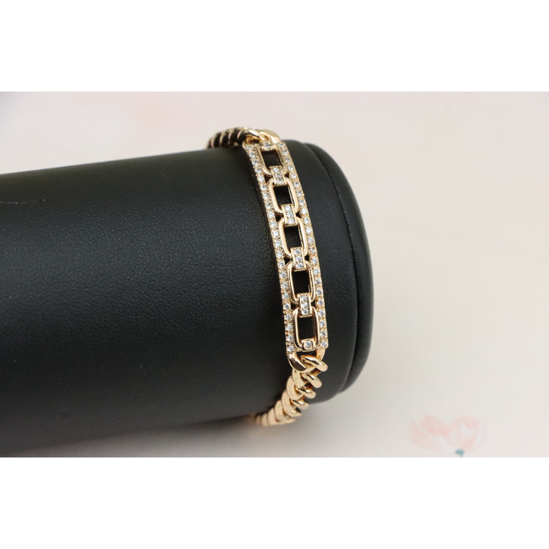 Elegant Rose Gold Bracelet with Crystal Link Detailing, XPBL0847 (2085-6)