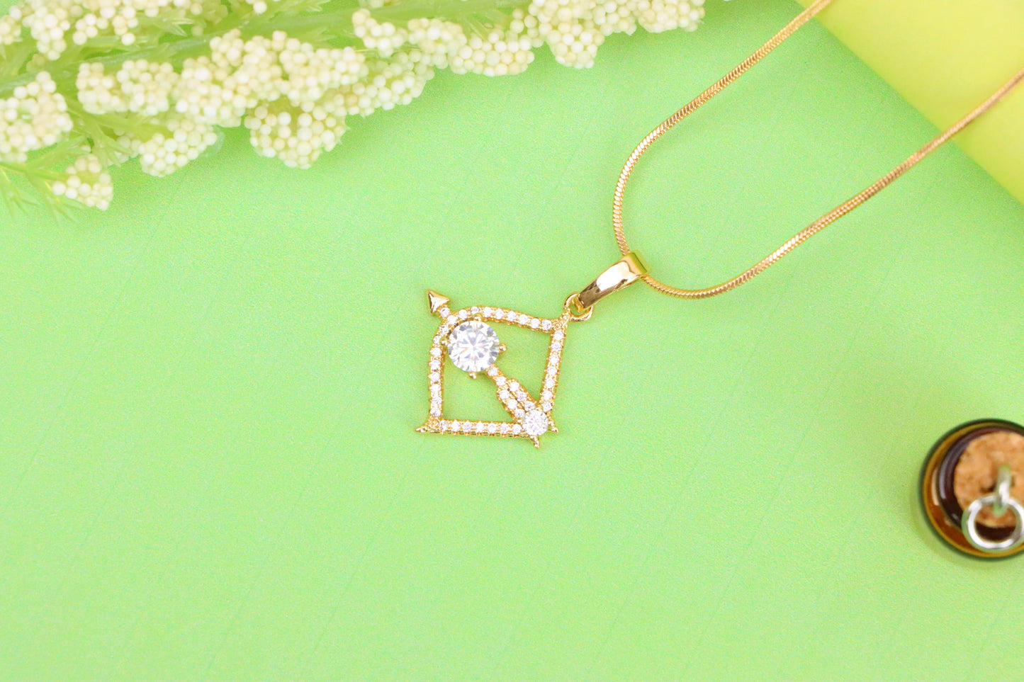 Rose Gold Sagittarius Arrow Pendant with Sparkling CZ Detailing, XPPT1547 (2143-2)