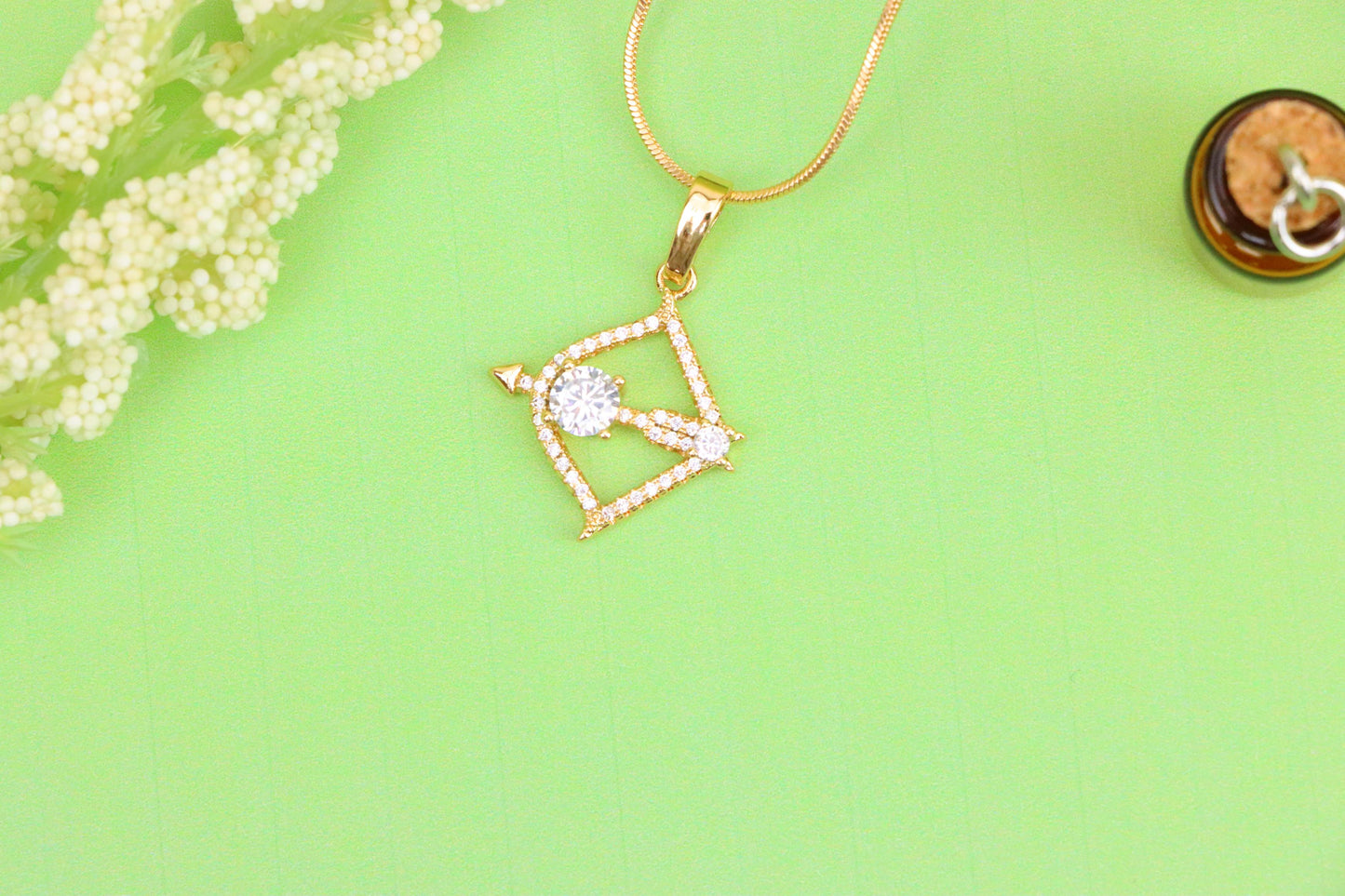 Rose Gold Sagittarius Arrow Pendant with Sparkling CZ Detailing, XPPT1547 (2143-2)