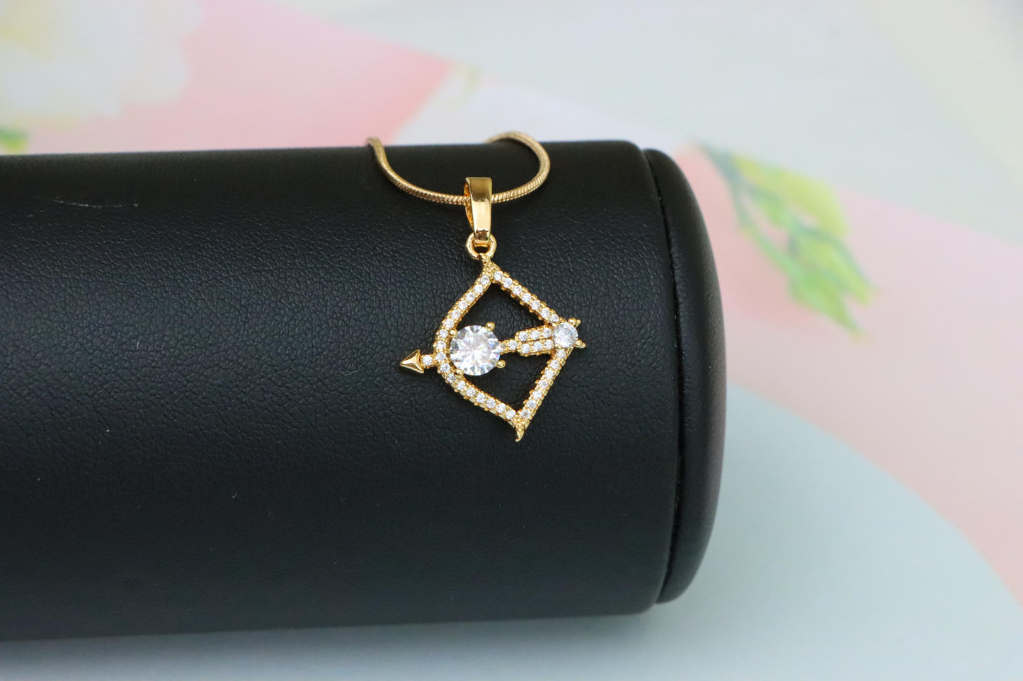 Rose Gold Sagittarius Arrow Pendant with Sparkling CZ Detailing, XPPT1547 (2143-2)