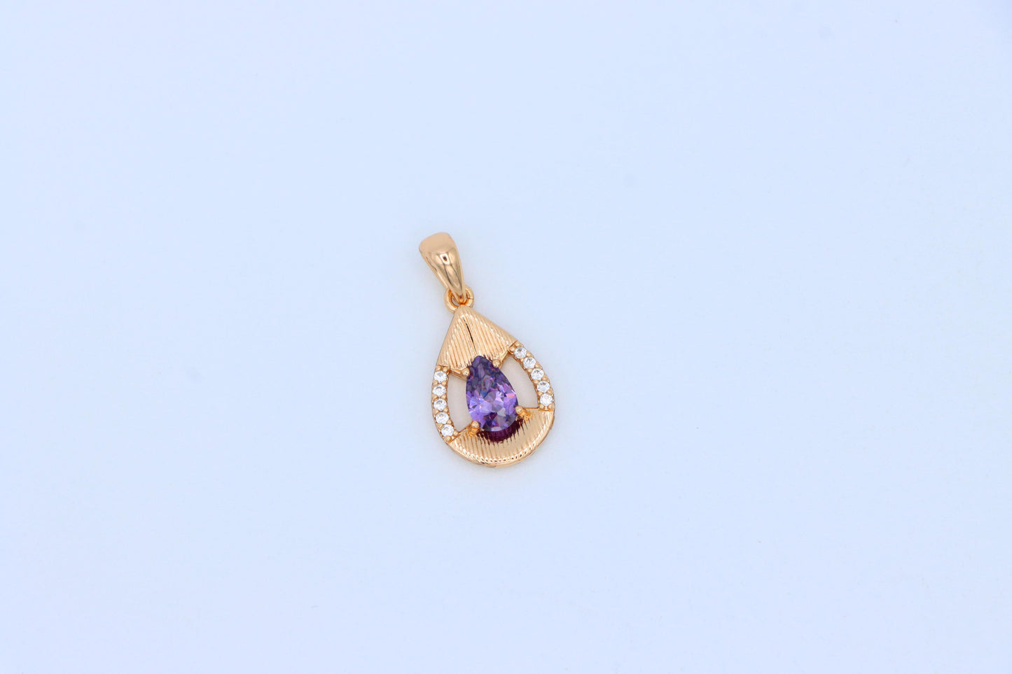 Teardrop Purple Pendant with Dazzling Accents in Gold Finish, XPPT1690 (2164-4)