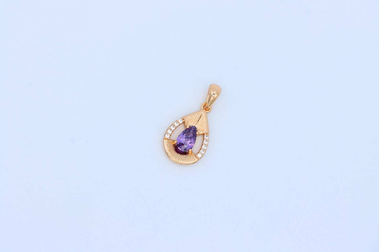 Teardrop Purple Pendant with Dazzling Accents in Gold Finish, XPPT1690 (2164-4)
