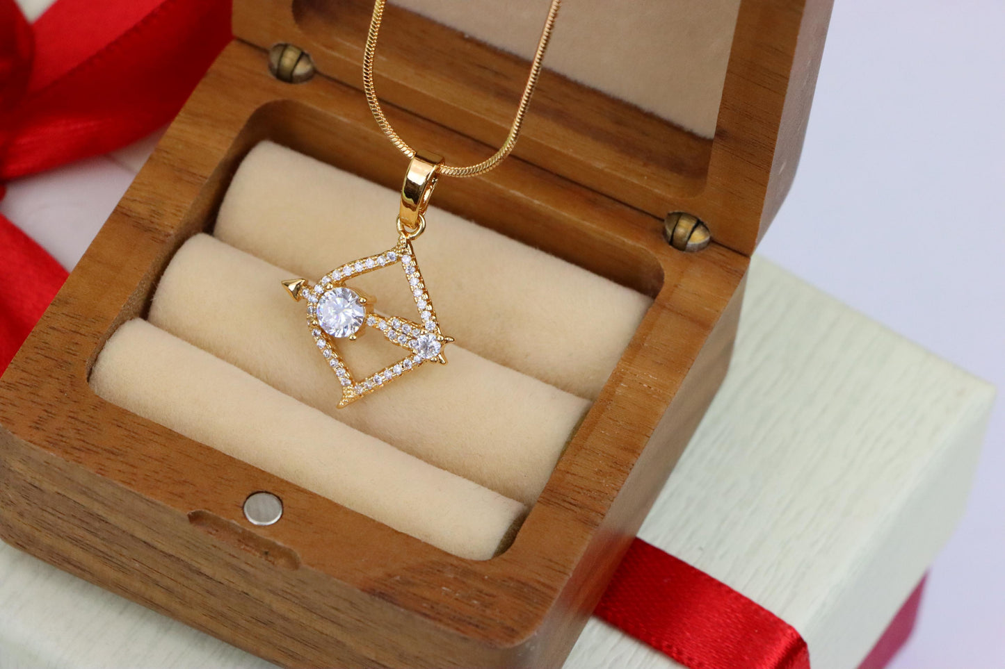 Rose Gold Sagittarius Arrow Pendant with Sparkling CZ Detailing, XPPT1547 (2143-2)