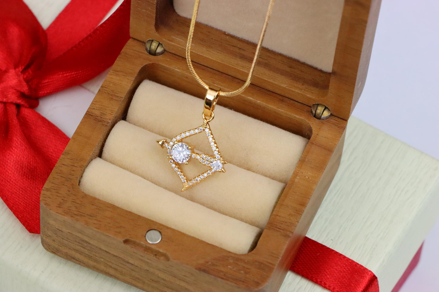 Rose Gold Sagittarius Arrow Pendant with Sparkling CZ Detailing, XPPT1547 (2143-2)