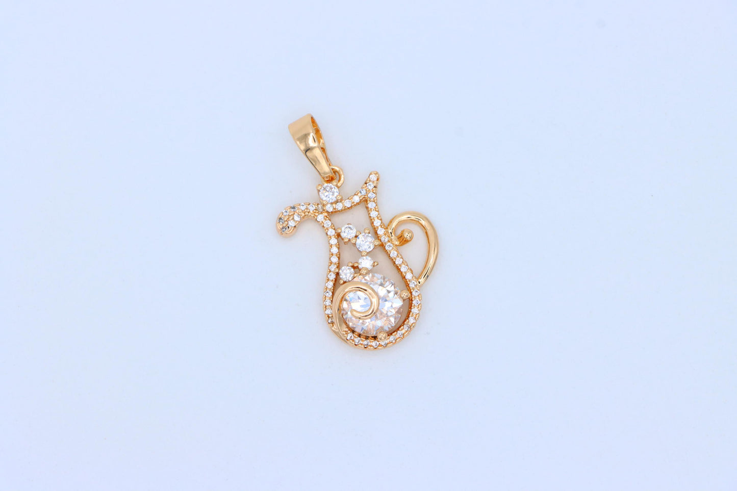 Rose Gold Aquarius Jug Pendant with Sparkling CZ Zodiac Design, XPPT1548 (2143-2)
