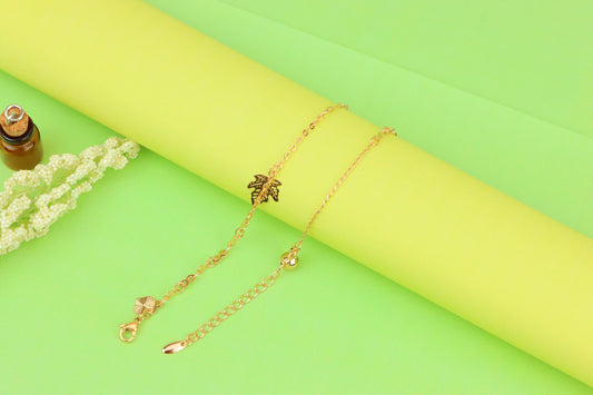 Rose Gold Anklet with Butterfly & Leaf Charms, XPAL1169 (2117-8)