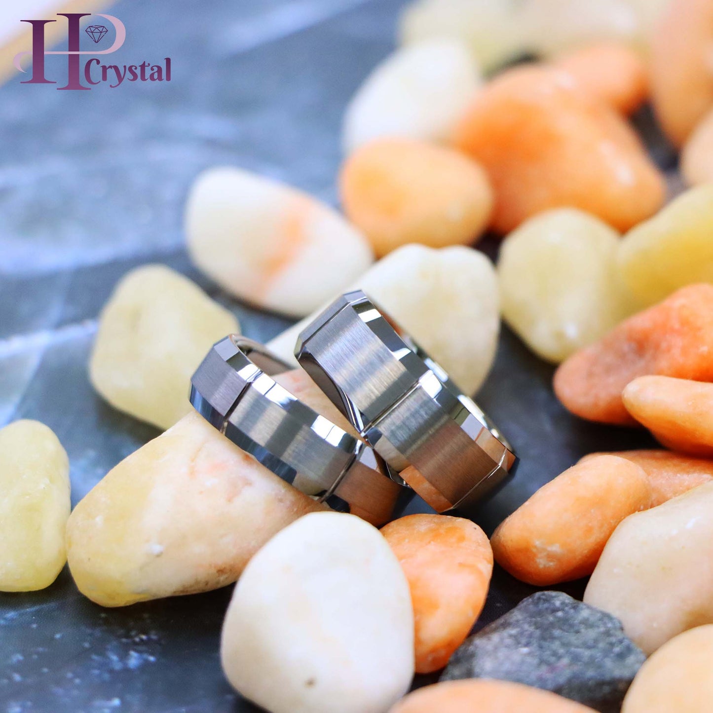 Multiple Vertical Grooves Brushed Center Tungsten Ring