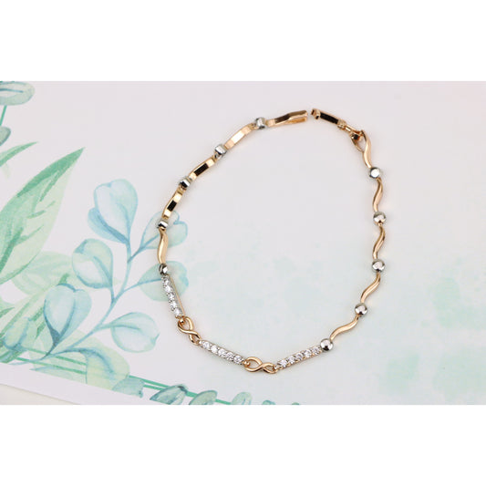 Elegant Infinity Link Rose Gold & Silver Bracelet with Crystals, XPBL0849 (2085-8)