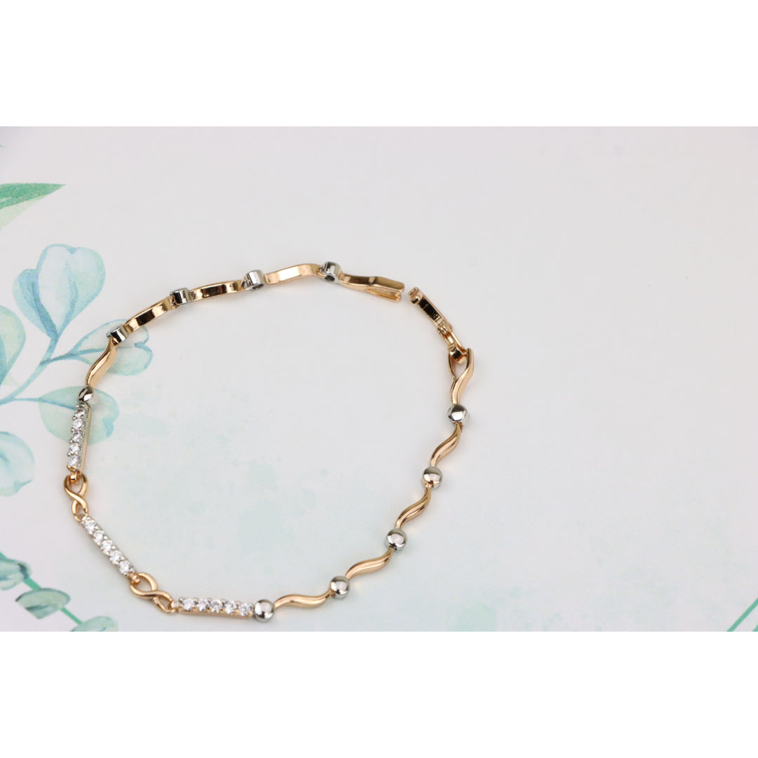 Elegant Infinity Link Rose Gold & Silver Bracelet with Crystals, XPBL0849 (2085-8)