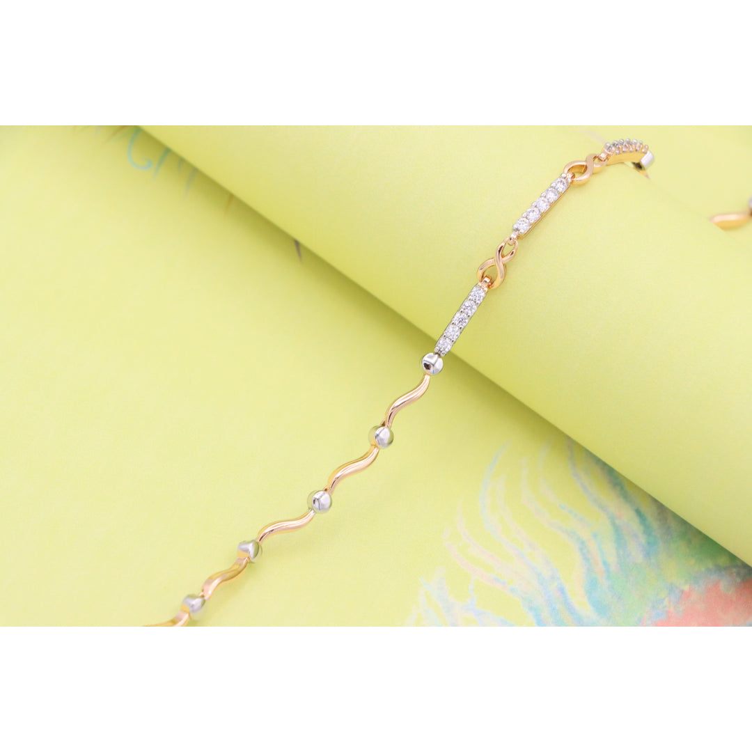 Elegant Infinity Link Rose Gold & Silver Bracelet with Crystals, XPBL0849 (2085-8)