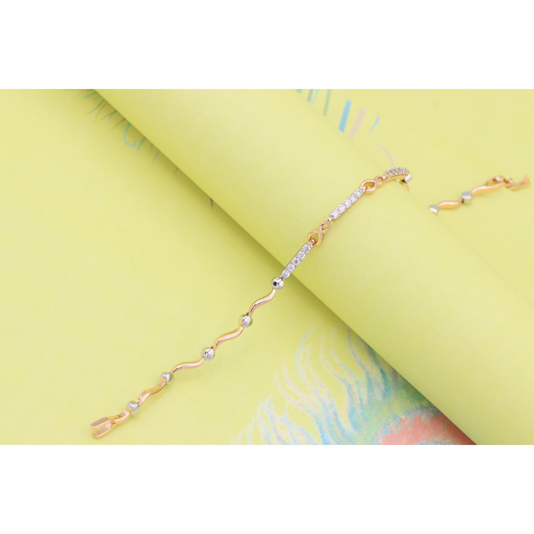 Elegant Infinity Link Rose Gold & Silver Bracelet with Crystals, XPBL0849 (2085-8)