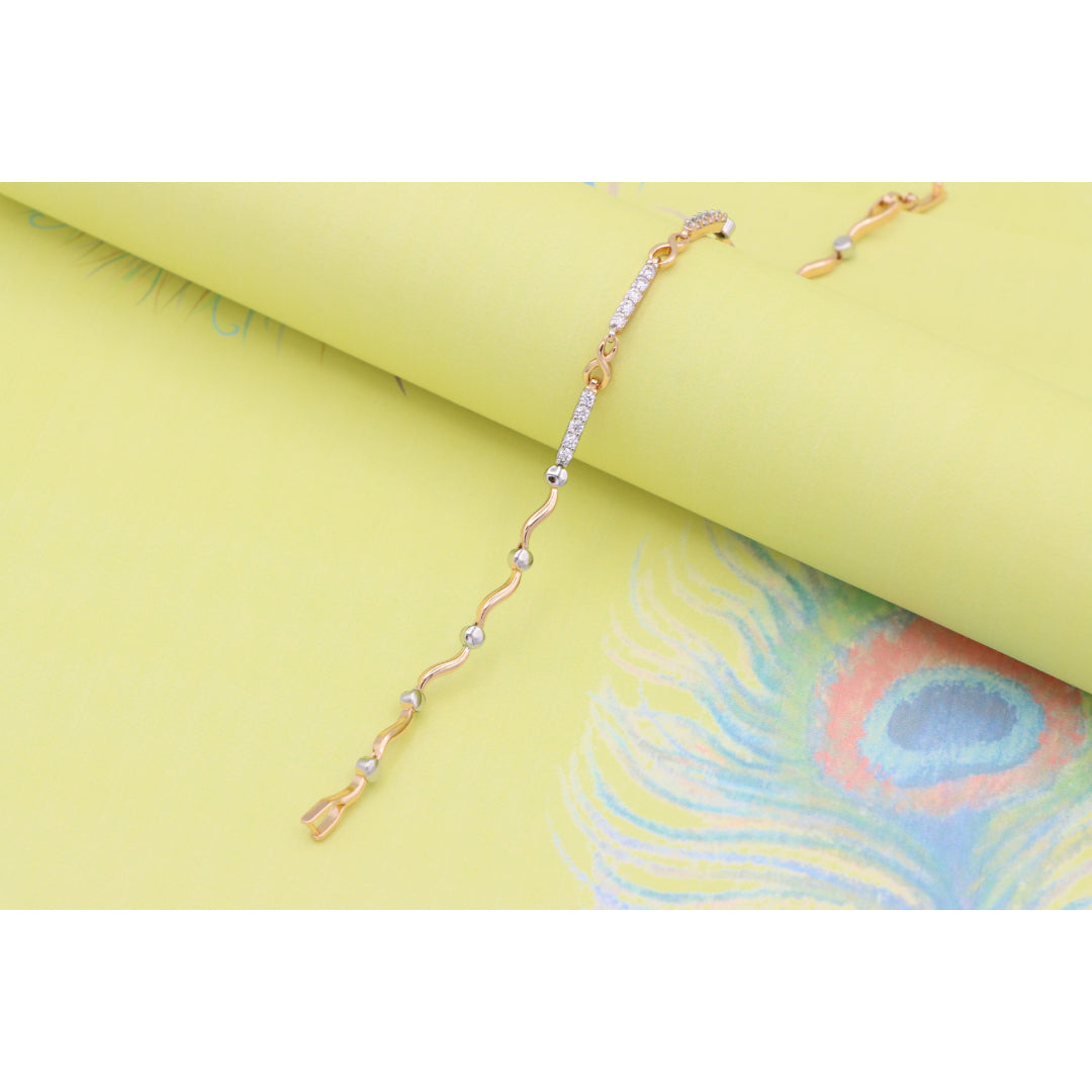 Elegant Infinity Link Rose Gold & Silver Bracelet with Crystals, XPBL0849 (2085-8)