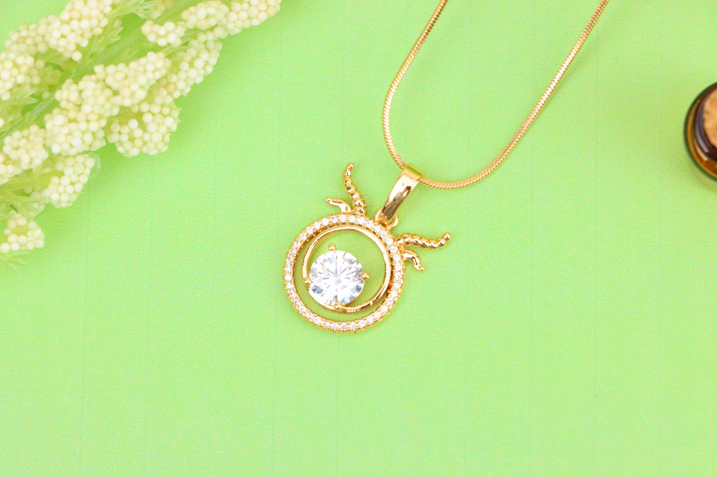 Rose Gold Taurus Pendant with Sparkling Cubic Zirconia Accent, XPPT1549 (2143-2)