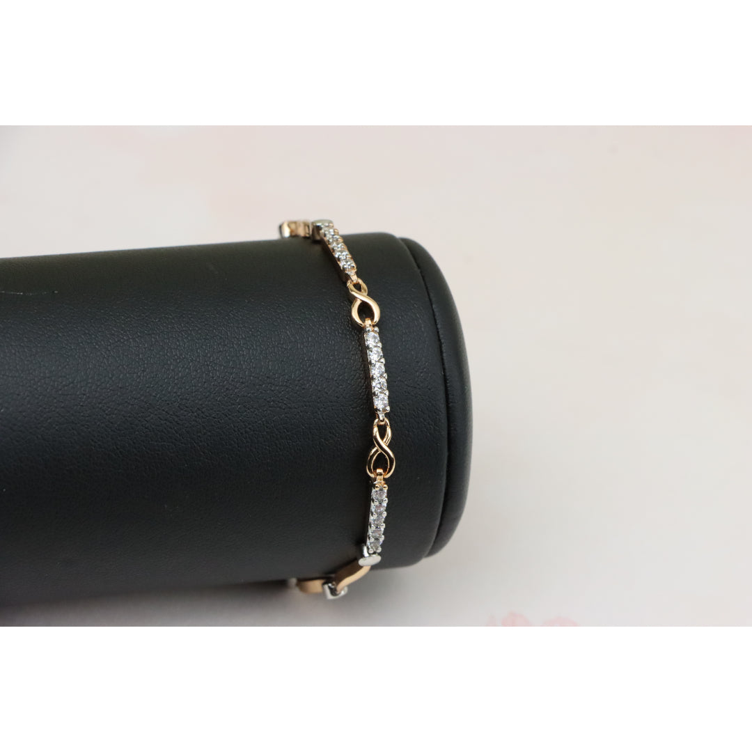 Elegant Infinity Link Rose Gold & Silver Bracelet with Crystals, XPBL0849 (2085-8)