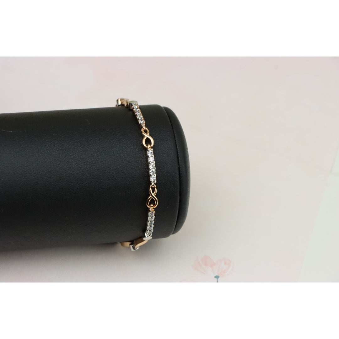Elegant Infinity Link Rose Gold & Silver Bracelet with Crystals, XPBL0849 (2085-8)