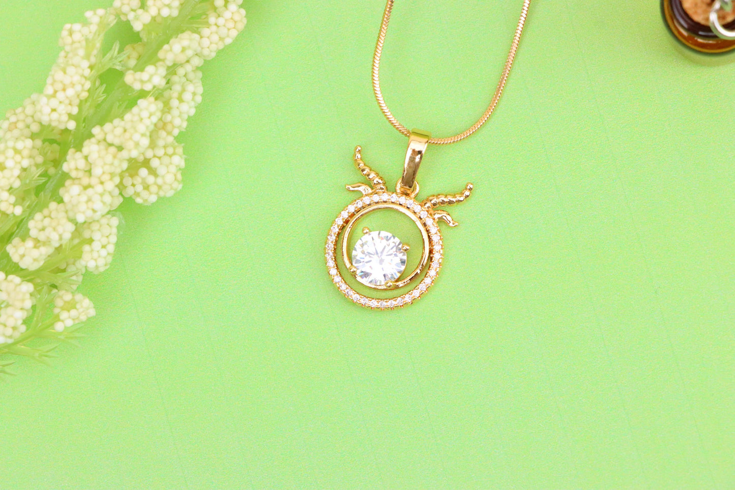 Rose Gold Taurus Pendant with Sparkling Cubic Zirconia Accent, XPPT1549 (2143-2)