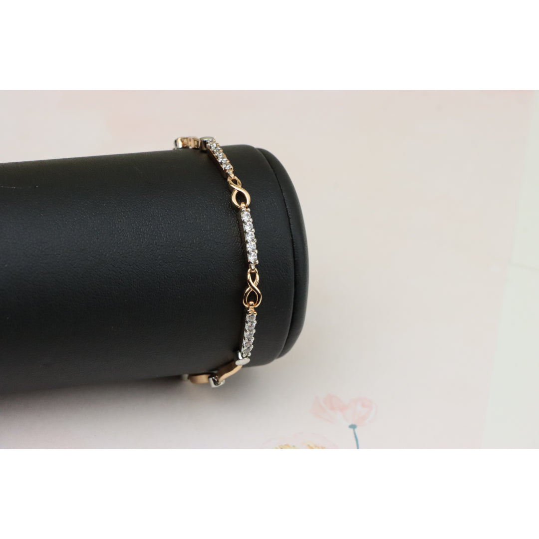 Elegant Infinity Link Rose Gold & Silver Bracelet with Crystals, XPBL0849 (2085-8)