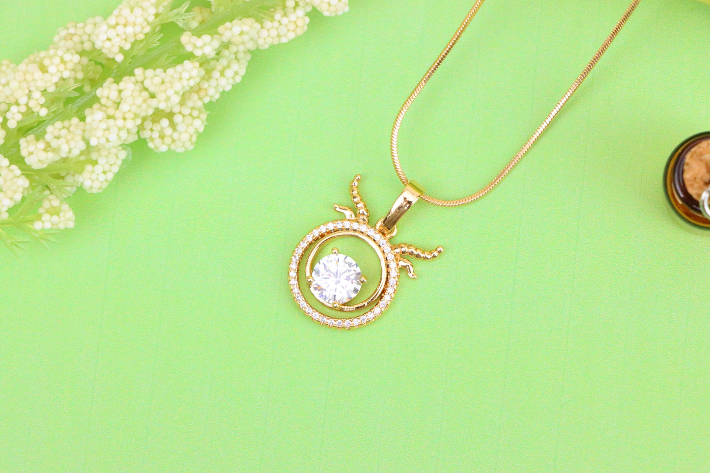 Rose Gold Taurus Pendant with Sparkling Cubic Zirconia Accent, XPPT1549 (2143-2)