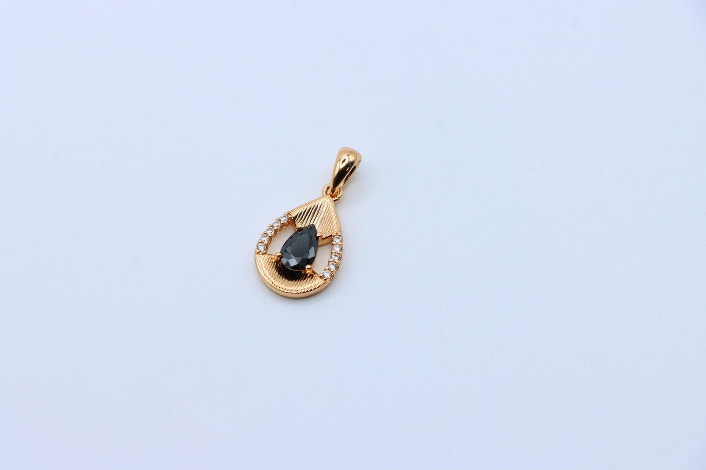 Teardrop Black Pendant with Gold Finish and Sparkling Accents, XPPT1691 (2164-4)