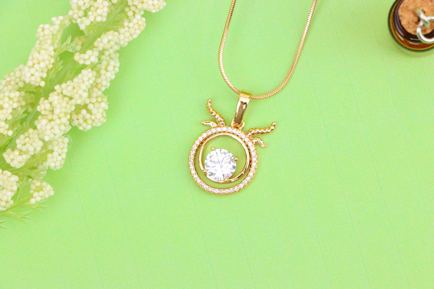 Rose Gold Taurus Pendant with Sparkling Cubic Zirconia Accent, XPPT1549 (2143-2)