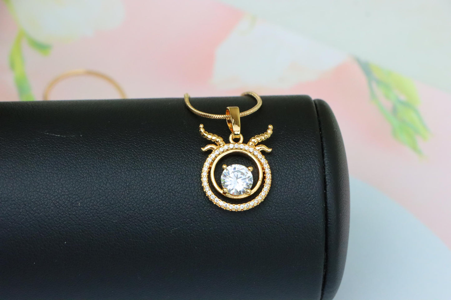 Rose Gold Taurus Pendant with Sparkling Cubic Zirconia Accent, XPPT1549 (2143-2)