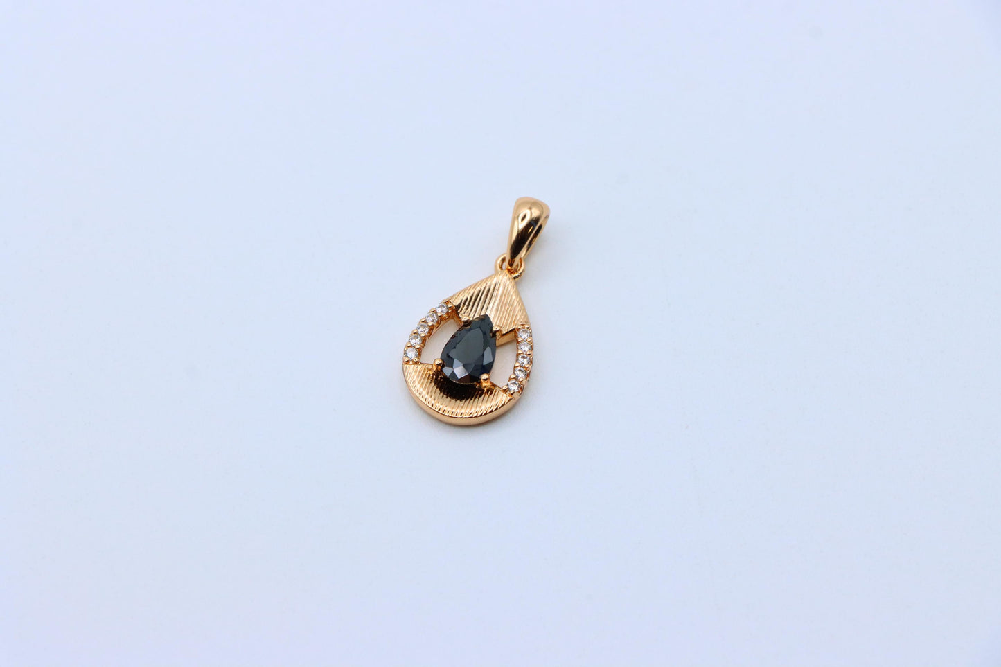 Teardrop Black Pendant with Gold Finish and Sparkling Accents, XPPT1691 (2164-4)